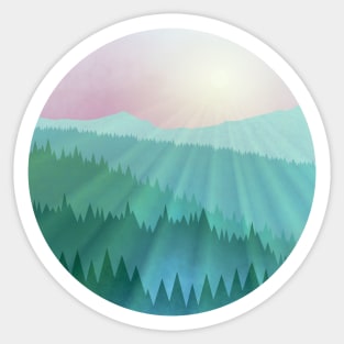 Mountain landscape with mist Sticker